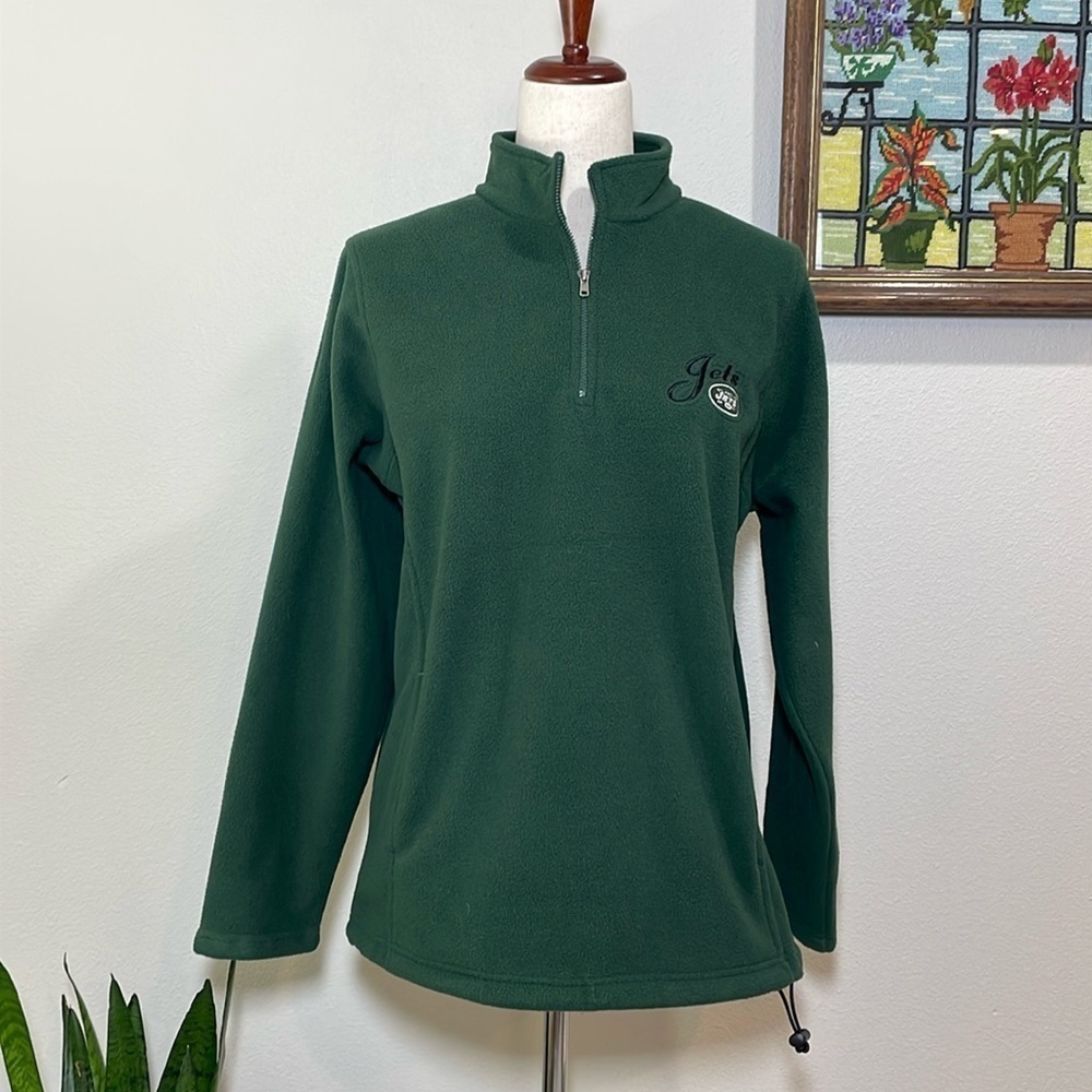 NFL New York Jets Football 1/4 Zip Fleece Green Women’s Ladies Size Large